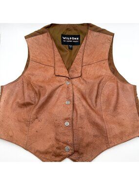 Wilsons The Leather Experts Brown Leather Vest Women's Size Large